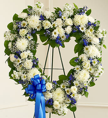 Always Remember Blue &amp;amp; White Floral Heart Tribute